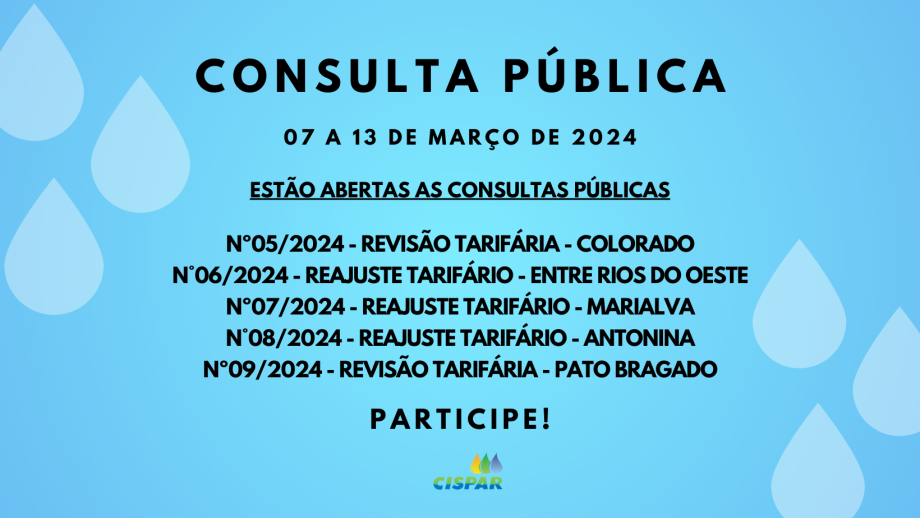 Consulta Pública - Colorado, Entre Rios do Oeste, Marialva, Antonina e Pato Bragado