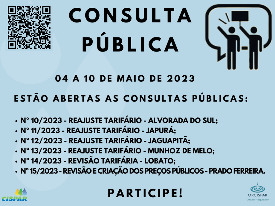 Consultas Públicas - Alvorada do Sul, Japurá, Jaguapitã, Munhoz de Melo, Lobato e, Prado Ferreira.