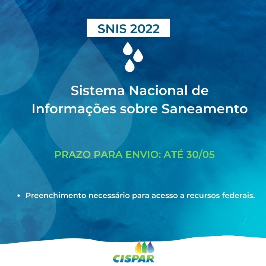 Prazo para envio do SNIS encerra-se dia 30/05